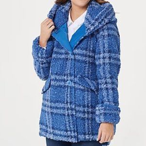 Centigrade NWOT Blue Plaid Sherpa Reversible Coat - 1X